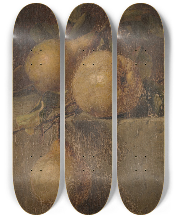 Triptych art skateboard deck of Adriana Johanna Haanen Kweeperen by Adriana Johanna Haanen (1814-1895)