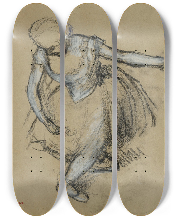 Triptych art skateboard deck of Edgar Degas Danseuse Saluant by Edgar Degas (1834-1917)