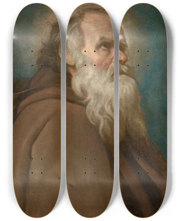Triptych art skateboard deck of Diego Velzquez Saint Anthony Abbot by Diego Velazquez (1599-1660)