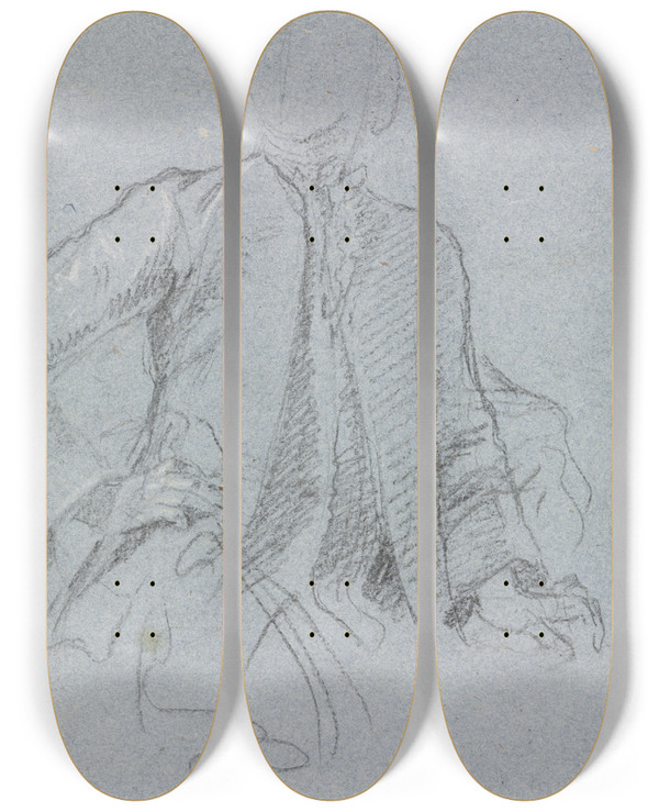 Triptych art skateboard deck of Francesco Lorenzi Verona Sketchbook Gentleman Page 54 by Francesco Lorenzi (1723-1787)