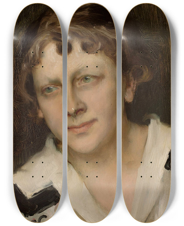 Triptych art skateboard deck of Konrad Krzyanowski Portrait Of Zofia Lewenstern Ne Taczanowska by Konrad Krzyzanowski (1872-1922)
