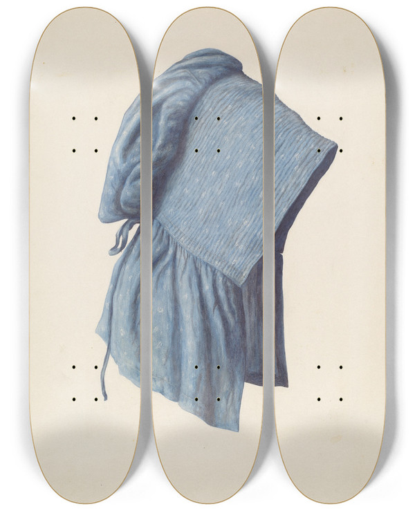 Triptych art skateboard deck of Manuel G Runyan Sunbonnet by Manuel G Runyan