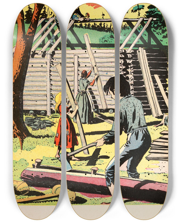 Triptych art skateboard deck of Us Information Agency Indiana by U S Information Agency (1953-1999)
