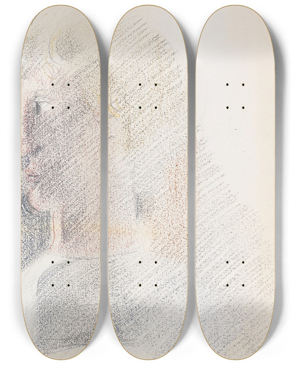 Triptych art skateboard deck of Oskar Schlemmer Kopf Im Profil by Oskar Schlemmer (1888-1943)