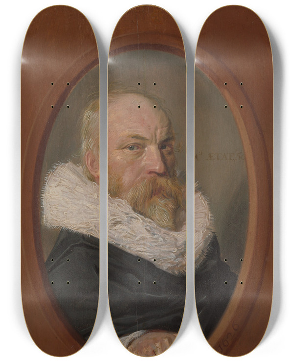 Triptych art skateboard deck of Frans Hals Petrus Scriverius 15761660 by Frans Hals (1581-1666)
