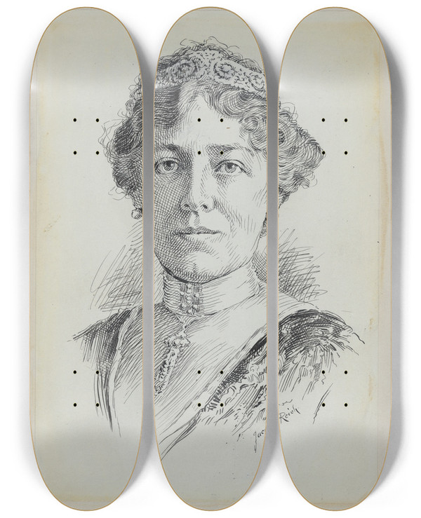 Triptych art skateboard deck of Jacques Reich Helen Herron Taft by Jacques Reich (1852-1923)
