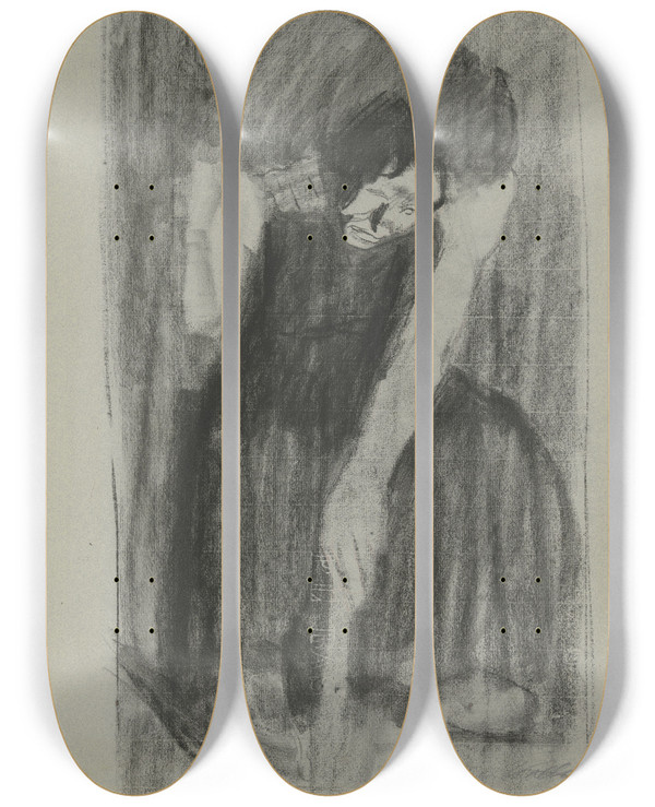 Triptych art skateboard deck of Kthe Kollwitz Inspiration by Kthe Kollwitz (1867-1945)