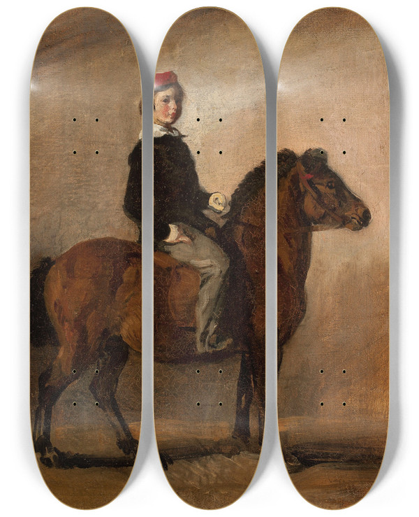 Triptych art skateboard deck of Piotr Michaowski Artists Son On A Pony by Piotr Michalowski (1800-1855)