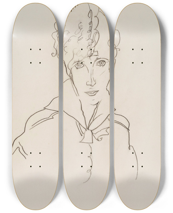 Triptych art skateboard deck of Egon Schiele Bildnis Edith Schiele by Egon Schiele (1890-1918)