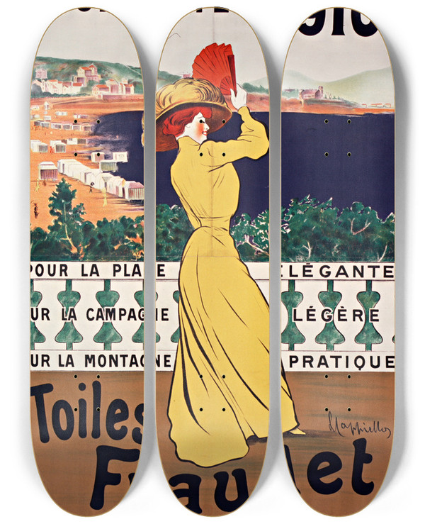 Triptych art skateboard deck of Leonetto Cappiello Pour Lt by Leonetto Cappiello (1875-1942)