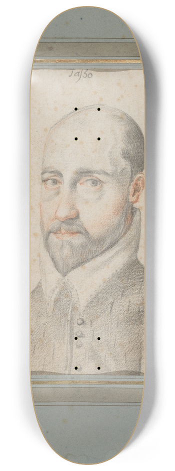 Federico Zuccaro - Bust-length Portrait of Torquato Tasso 8.25 inch art skate deck