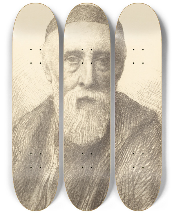 Triptych art skateboard deck of Alphonse Legros Gf Watts Ra 2Nd Plate by Alphonse Legros (1837-1911)