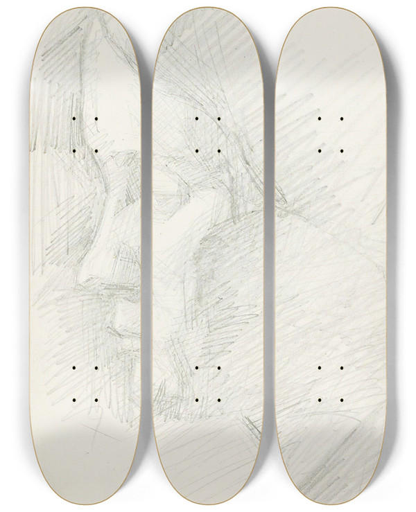 Triptych art skateboard deck of Reijer Stolk Kop Van Een Vrouw In Profiel Naar Links by Reijer Stolk (1896-1945)