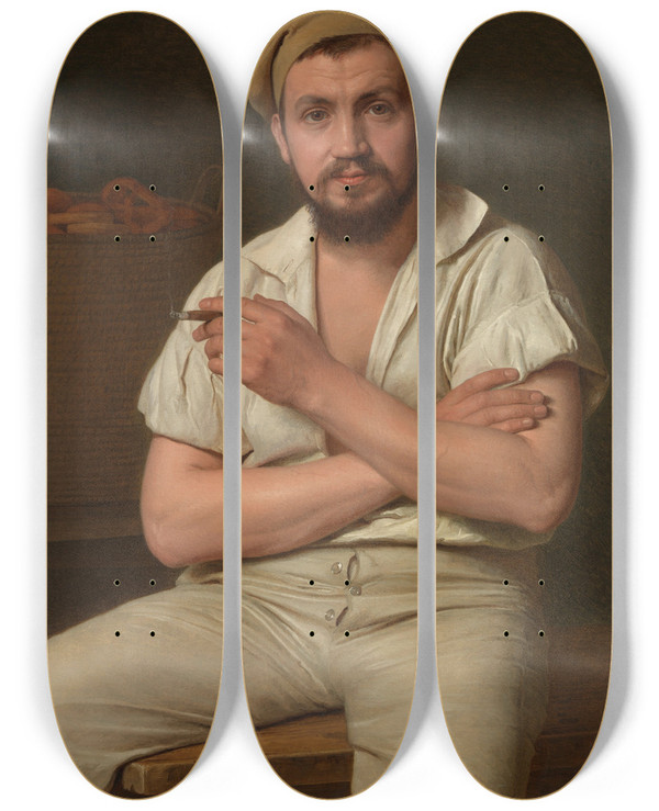 Triptych art skateboard deck of Christen Kbke Bagermester P Ryder by Christen Kobke (1810-1848)