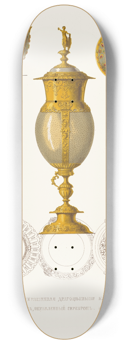 Fedor Grigoryevich Solntsev - Chasha iashmovaia, ukrashennaia dragotsennymi kamniami i zolotom. Kubok, opravlennyi serebrom. Kubok serebrianyi pozolochennyi 8.25 inch art skate deck