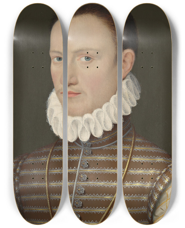 Triptych art skateboard deck of French School Portrait Of A Nobleman by French School (16-19-)