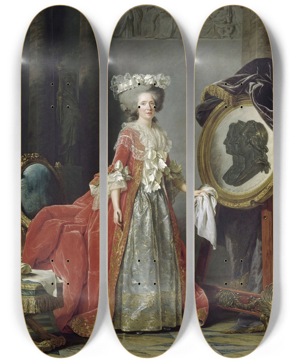 Triptych art skateboard deck of Adlade Labilleguiard Portrait Of Madame Adlade 17321800 by Adlade Labille-Guiard (1749-1803)