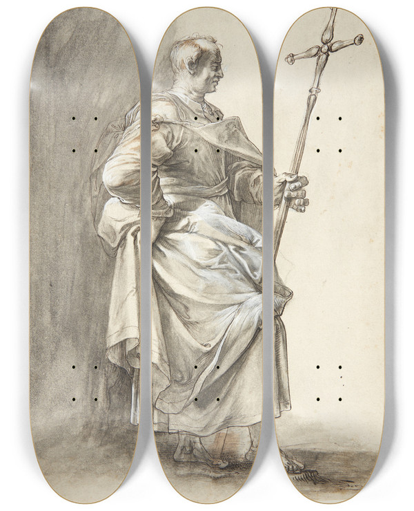 Triptych art skateboard deck of Matthus Gundelach Jesus Og De 12 Apostle Philip by Matthaus Gundelach (1566-1653)