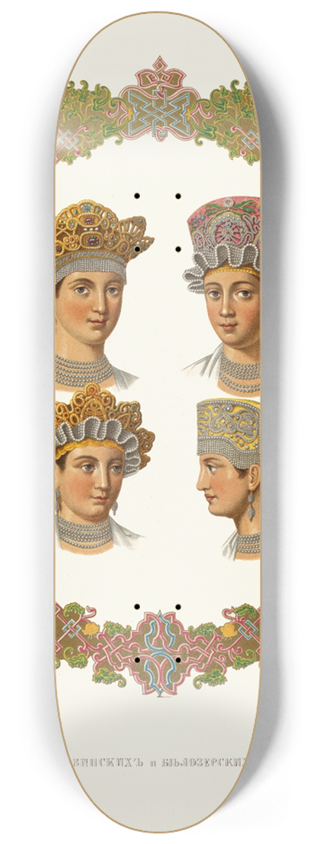 Fedor Grigoryevich Solntsev - Golovnoi ubor Tikhvinskikh i Belozerskikh zhenshchin i devits 8.25 inch art skate deck