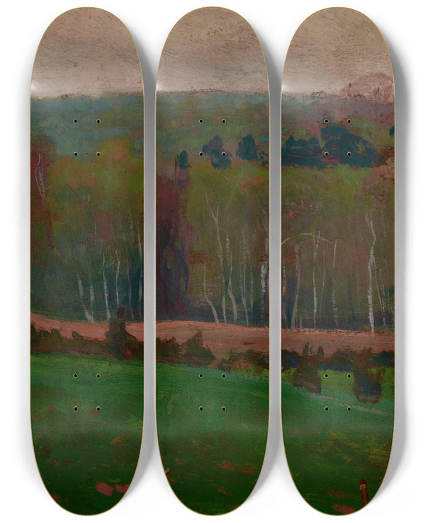 Triptych art skateboard deck of Jan Stanislawski Spring Landscape by Jan Stanislawski (1860-1907)