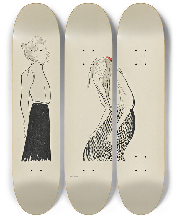 Triptych art skateboard deck of Leonetto Cappiello 70 Dessins De Cappiello Pl37 by Leonetto Cappiello (1875-1942)