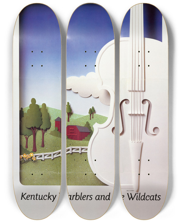 Triptych art skateboard deck of Us Information Agency Kentucky Warblers And The Wildcats by U S Information Agency (1953-1999)
