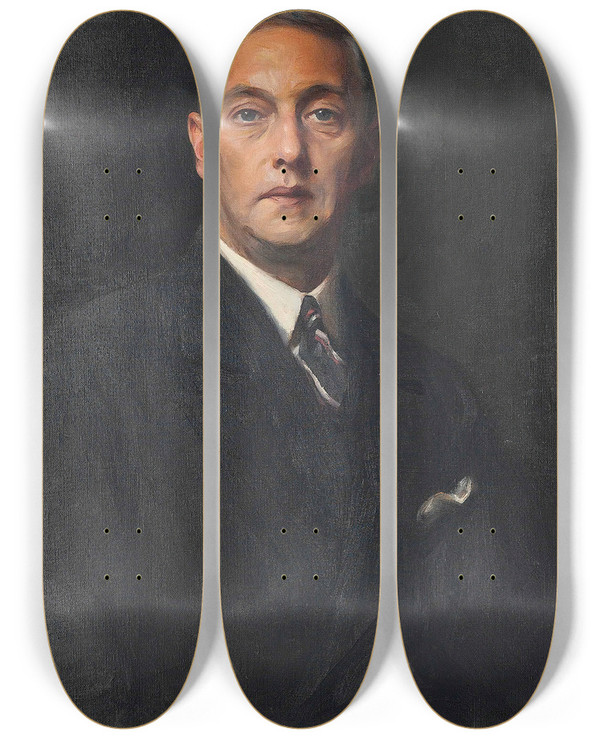 Triptych art skateboard deck of Philip Alexius De Lszl Portrait Of Norman Louis Cappel Esq by Philip Alexius de Lszl (1869-1937)