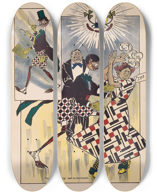 Triptych art skateboard deck of Ike Morgan The Wogglebug Book Pl06 by Ike Morgan (1871-1913)