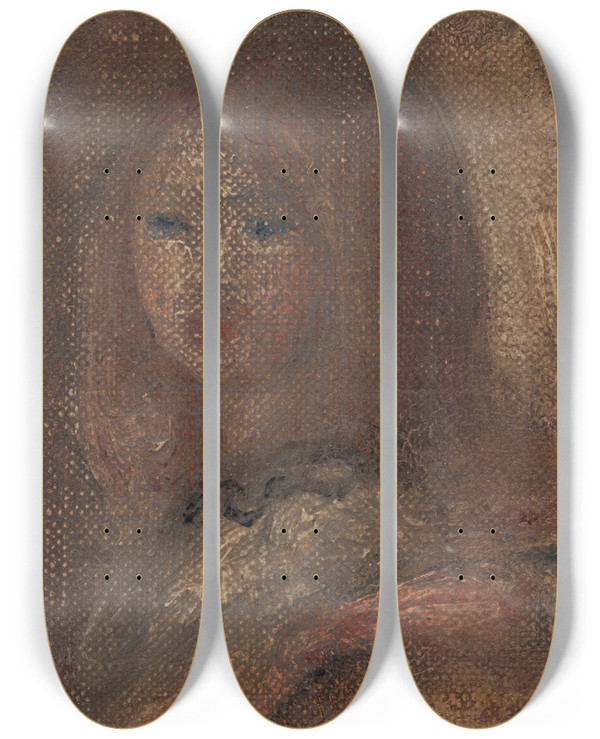 Triptych art skateboard deck of Pierreauguste Renoir Tte De Fillette by Pierre-Auguste Renoir (1841-1919)
