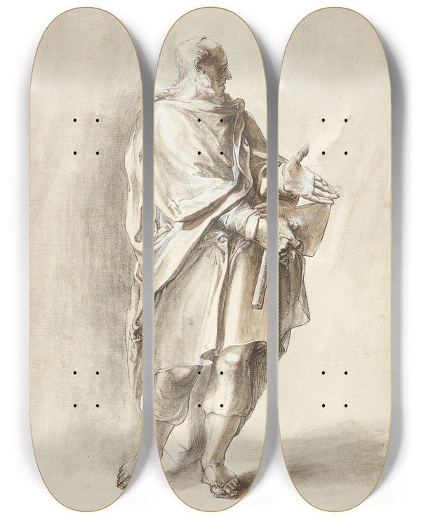 Triptych art skateboard deck of Matthus Gundelach Jesus Og De 12 Apostle Matthus by Matthaus Gundelach (1566-1653)
