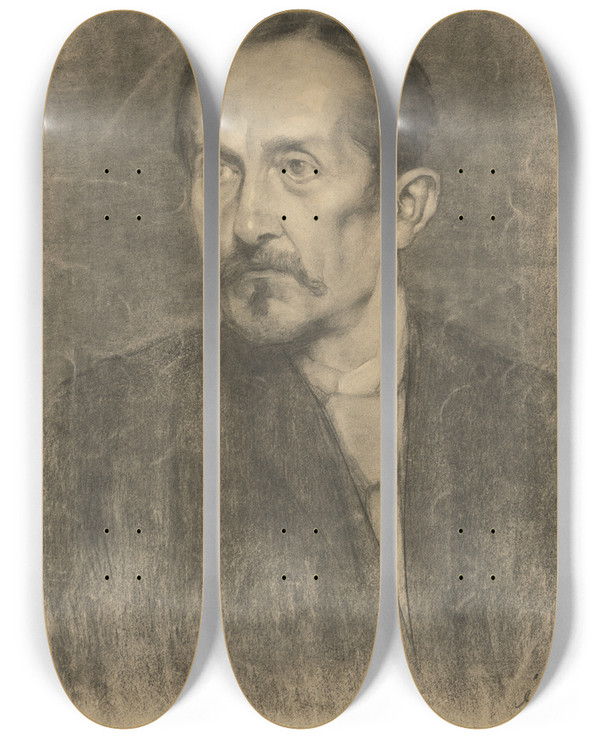 Triptych art skateboard deck of Jlius Der Podobize Mua by Jlius der