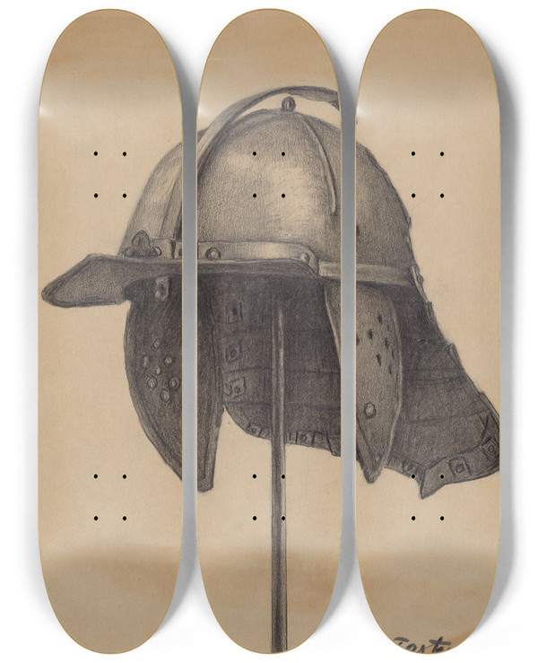 Triptych art skateboard deck of Aaron Fastovsky Bourganet_2 by Aaron Fastovsky