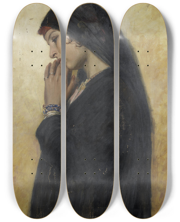 Triptych art skateboard deck of Alexander Mark Rossi Reflection by Alexander Mark Rossi (1840-1916)