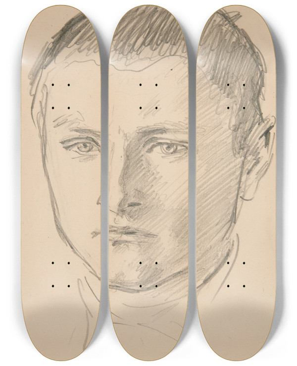 Triptych art skateboard deck of John Singer Sargent Boyshead by John Singer Sargent (1856-1925)