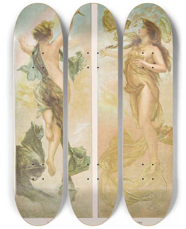 Triptych art skateboard deck of Miguel Segui Publisher Album Salon Pl76 by Miguel Segui (Publisher) (19-)