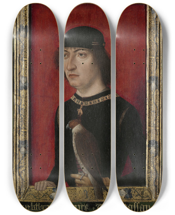 Triptych art skateboard deck of Master Of The Portraits Of Princes Portrait Of Engelbert Ii Count Of Nassau by Master of the Portraits of Princes (1470-1492)