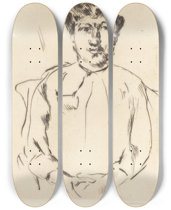 Triptych art skateboard deck of Lovis Corinth Portrait Of A Woman_1 by Lovis Corinth (1858-1925)