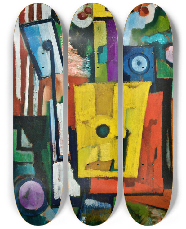 Triptych art skateboard deck of Amadeo De Souzacardoso Instruments Life by Amadeo de Souza-Cardoso (1887-1918)