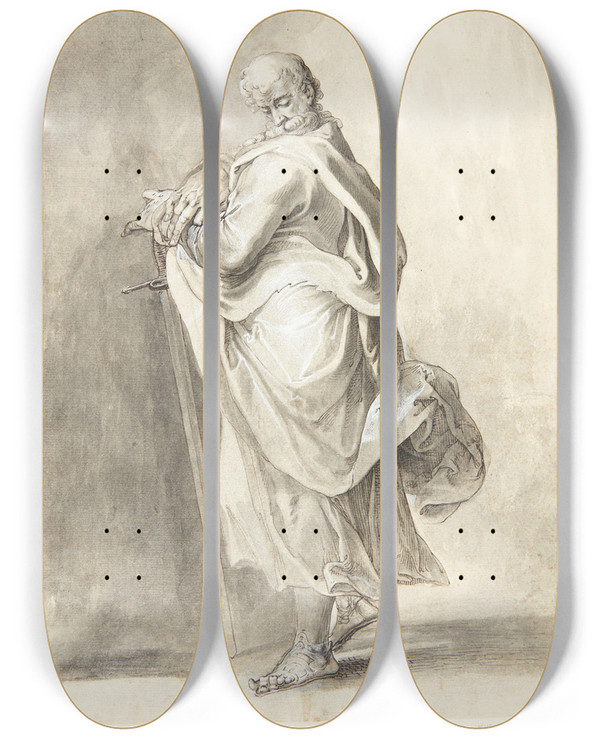 Triptych art skateboard deck of Matthus Gundelach Jesus Og De 12 Apostle Paulus by Matthaus Gundelach (1566-1653)