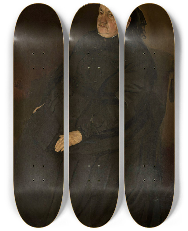 Triptych art skateboard deck of Konrad Krzyanowski Portrait Of Izabela Buttowtandrzeykowicz by Konrad Krzyzanowski (1872-1922)