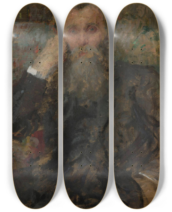 Triptych art skateboard deck of Olga Boznanska Portrait Of Dergint by Olga Boznanska (1865-1940)
