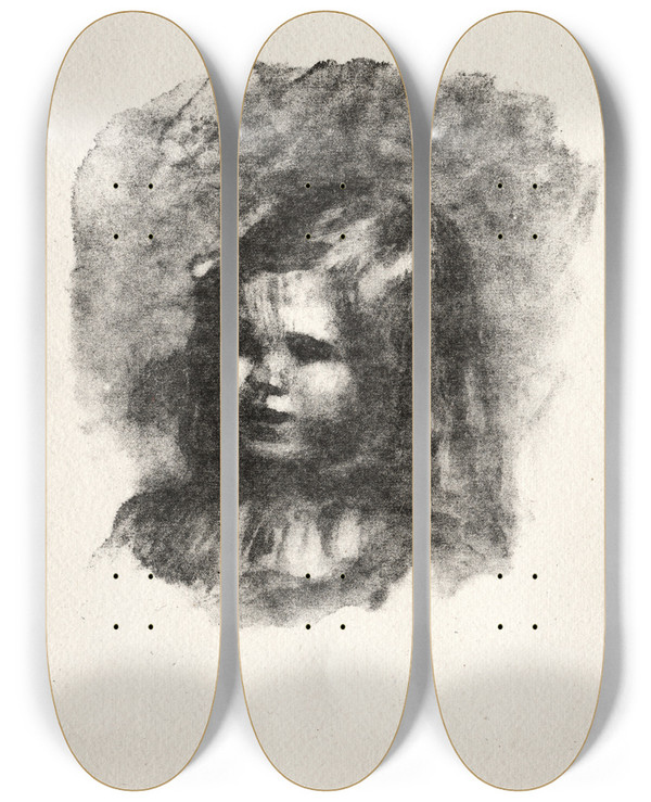Triptych art skateboard deck of Pierreauguste Renoir Claude Renoir Turned To The Left by Pierre-Auguste Renoir (1841-1919)