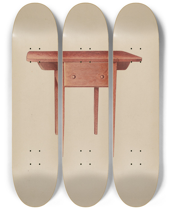 Triptych art skateboard deck of Albert Ryder Occasional Table by Albert Ryder