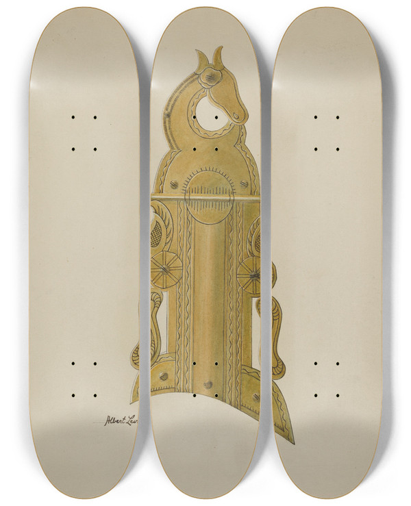Triptych art skateboard deck of Albert Levone Patch Box Of Kentucky Rifle_1 by Albert Levone (20-)