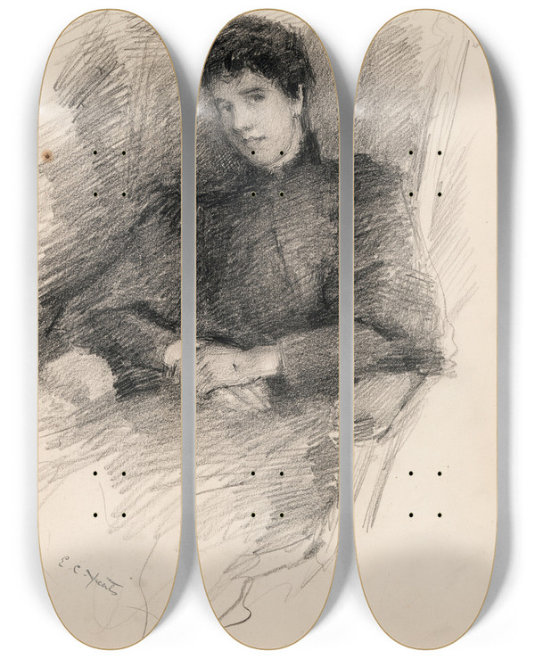 Triptych art skateboard deck of John Butler Yeats Elizabeth Corbet Yeats by John Butler Yeats (1839-1922)