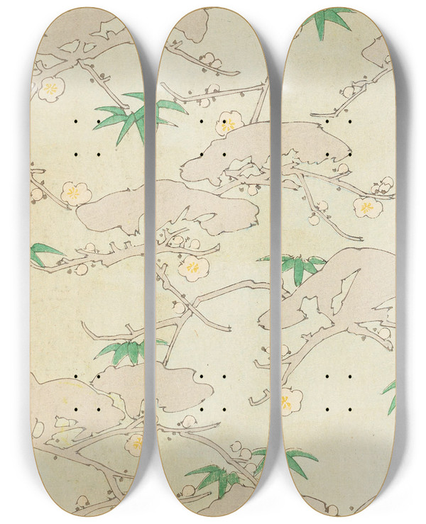 Triptych art skateboard deck of Korin Furuya Editor Bijutsukai Pl178 by Korin Furuya (Editor) (1875-1910)