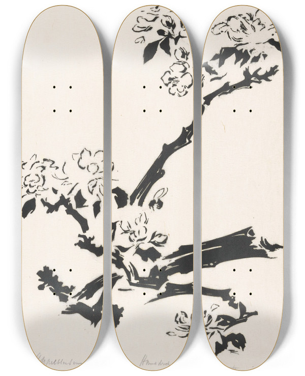 Triptych art skateboard deck of Johannes Frederik Engelbert Ten Klooster Appelbloesem by Johannes Frederik Engelbert Ten Klooster (1873-1940)