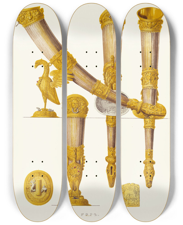 Triptych art skateboard deck of Fedor Grigoryevich Solntsev Rog by Fedor Grigoryevich Solntsev (1801-1892)
