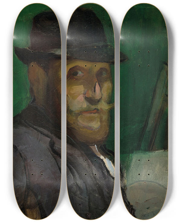 Triptych art skateboard deck of Louis Anquetin Autoportrait Au Chevalet by Louis Anquetin (1861-1932)
