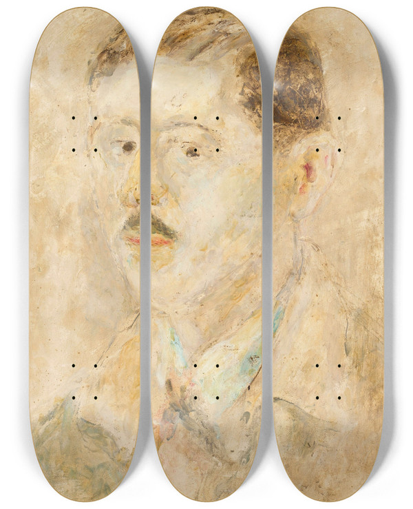Triptych art skateboard deck of Tadeusz Makowski Portret Mski by Tadeusz Makowski (1882-1932)